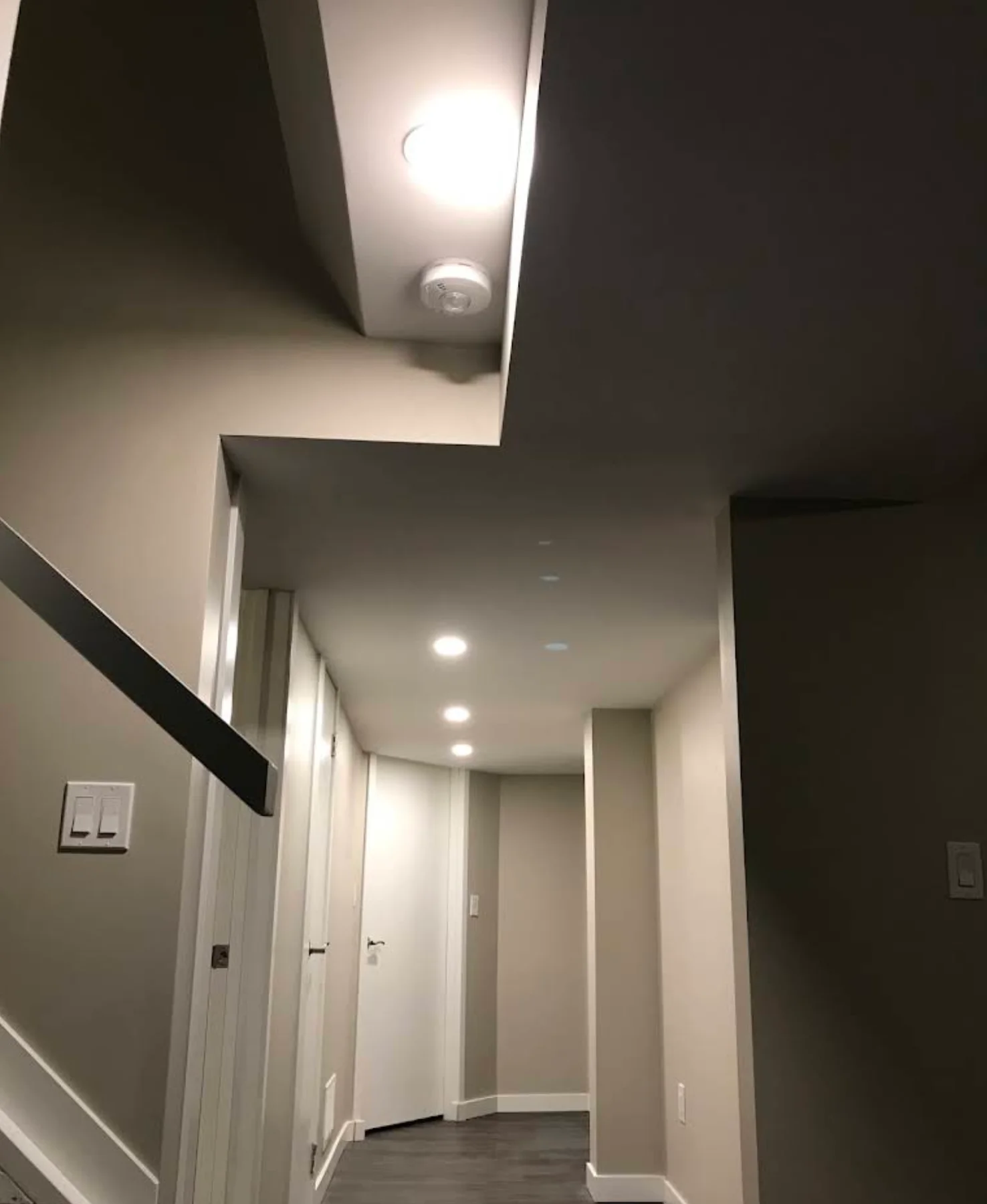 Recessed LED lighting along a residential hallway — supplied Baker Electric photo